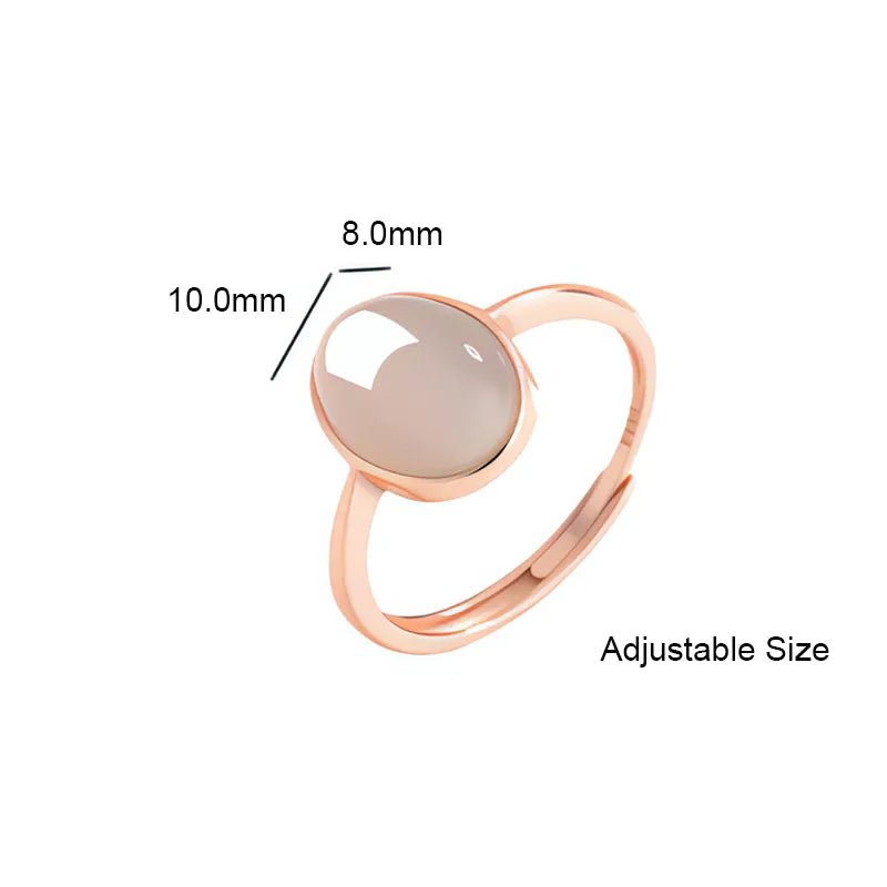 Natural Smoky Purple Jade Cabochon Adjustable Ring for Women – S925 Silver Rose Gold Plated jade BMjade