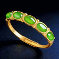 Green Jade Adjustable Ring with S925 Sterling Silver – Natural Jade Jewelry