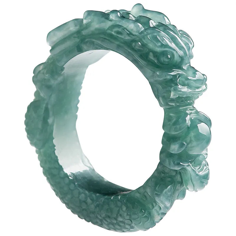 Natural Blue Jadeite Hand-Carved Dragon Ring for Men – Lucky Jade Jewelry jade BMjade