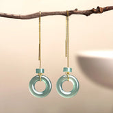 Sterling Silver Donut Threader Earrings with Natural Jadeite – S925 Handmade Jewelry jade BMjade