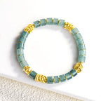 Blue Jadeite Barrel Bead Stretch Bracelet for Women – S925 Silver jade BMjade