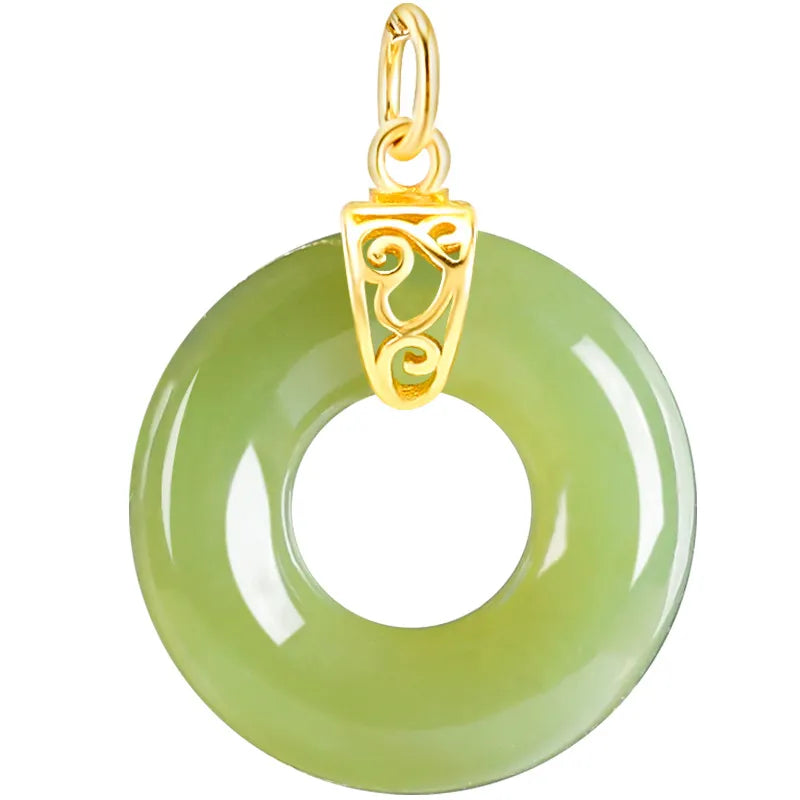 Lucky Burmese Jade Ping An Kou Necklace – 46cm S925 Silver Jewelry jade BMjade