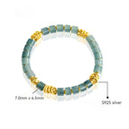 Blue Jadeite Barrel Bead Stretch Bracelet for Women – S925 Silver jade BMjade
