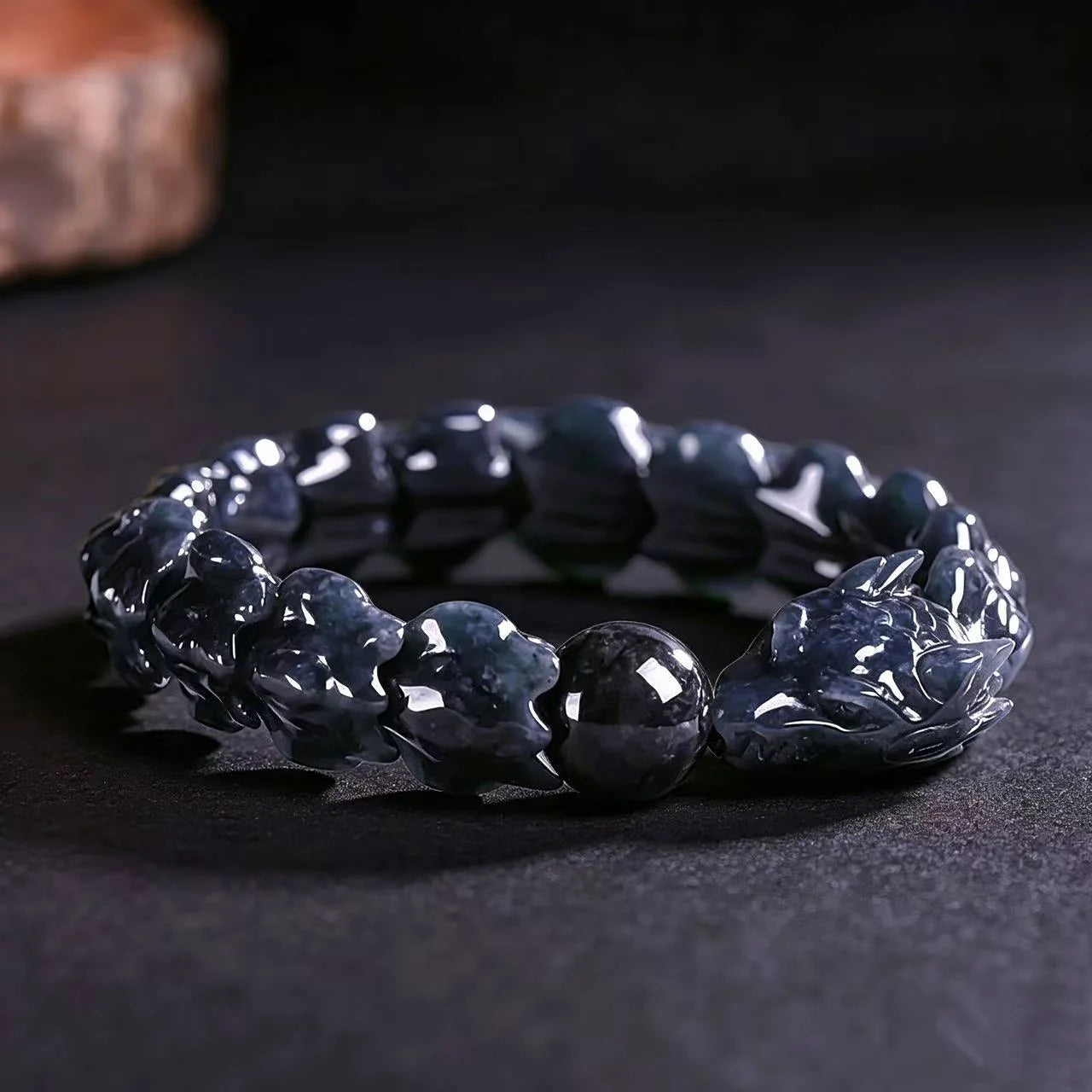 Natural Burmese Black Chicken Jade Dragon Bone Bracelet for Men