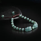 Natural Blue Jade Feng Shui Pixiu Handmade Braided Bracelet | Lucky Wealth Protection jade BMjade