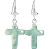 Natural S925 Blue Jadeite Cross Earrings – Sterling Silver Jewelry jade BMjade