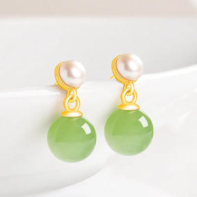 Premium Burmese Jadeite Round Bead Drop Earrings for Women jade BMjade