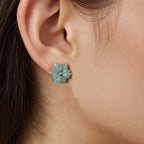Jadeite Orchid Stud Earrings – Natural Blue Jade Flower Jewelry jade BMjade