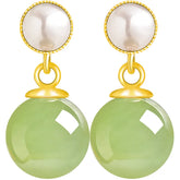 Premium Burmese Jadeite Round Bead Drop Earrings for Women jade BMjade