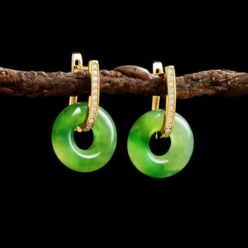 Real Burmese Green Jade Donut Drop Earrings – Natural Jade Jewelry jade BMjade