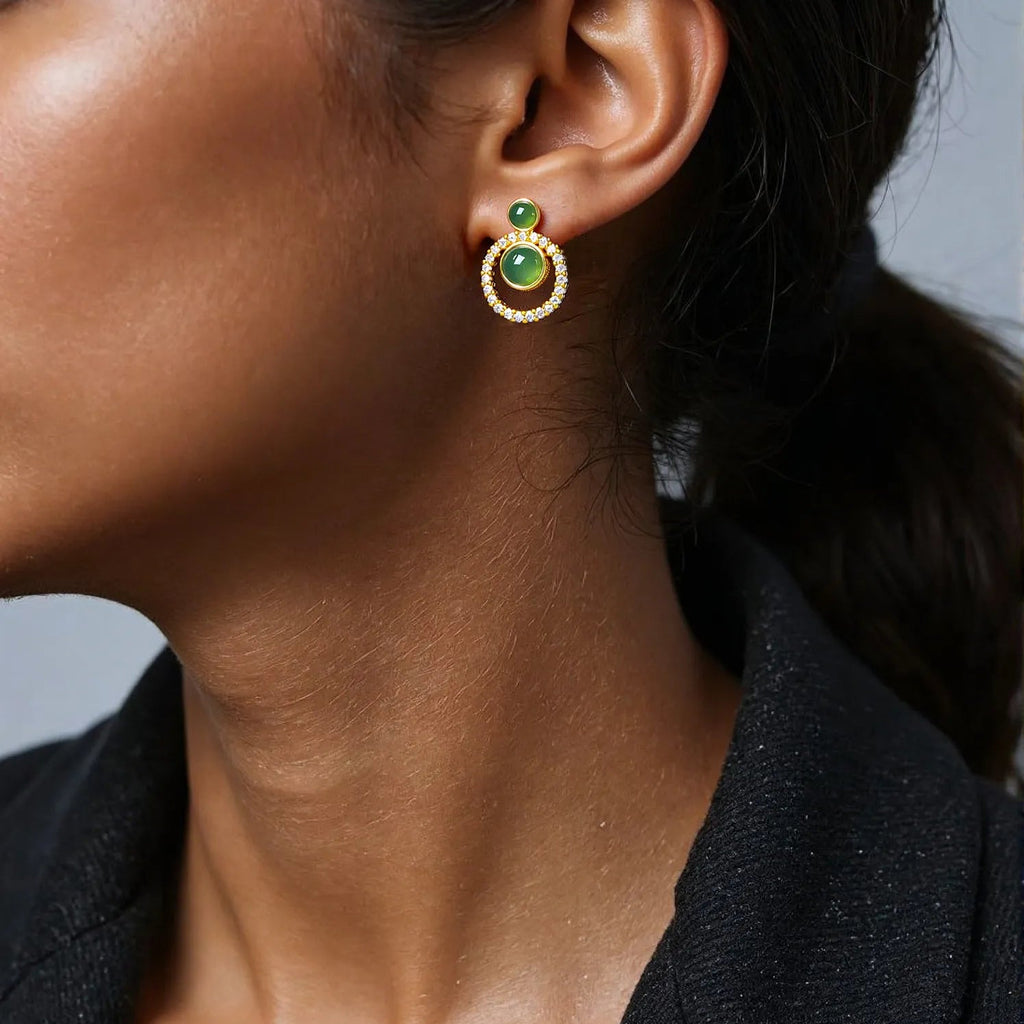 Women’s S925 Burmese Jade Stud Earrings – Natural Jade Jewelry jade BMjade