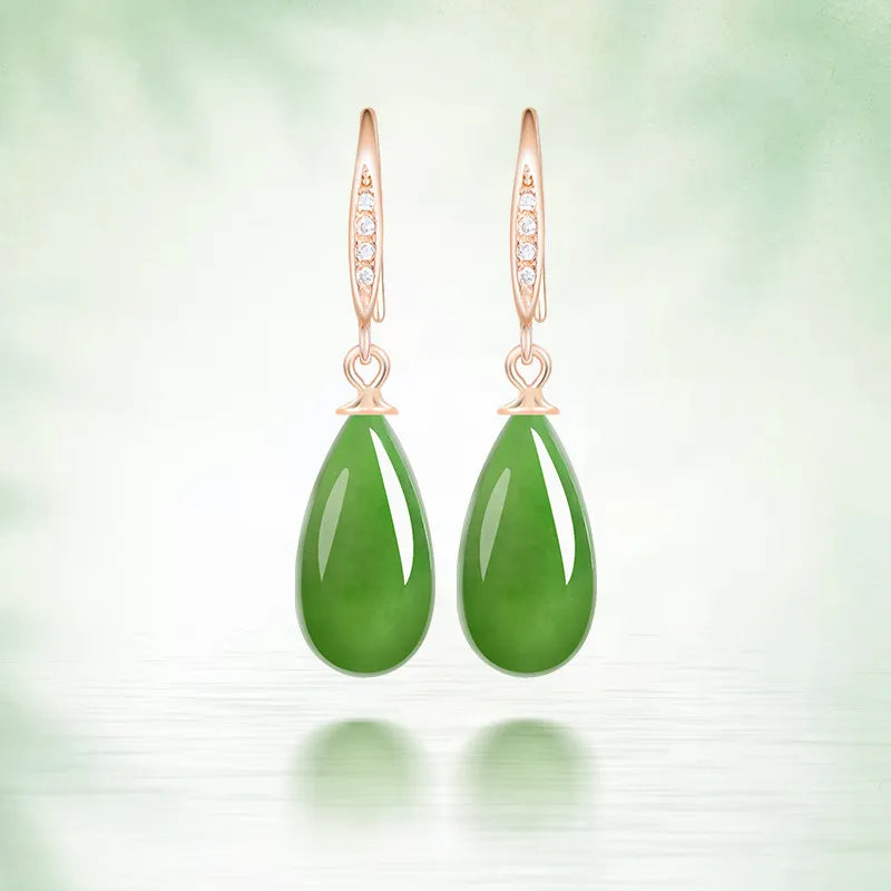 Natural Burmese Jadeite Teardrop Drop Earrings – Real Jade Jewelry BMjade