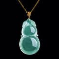 Jadeite Blue Gourd Pendant Necklace for Women – 18K Gold, Natural Jade