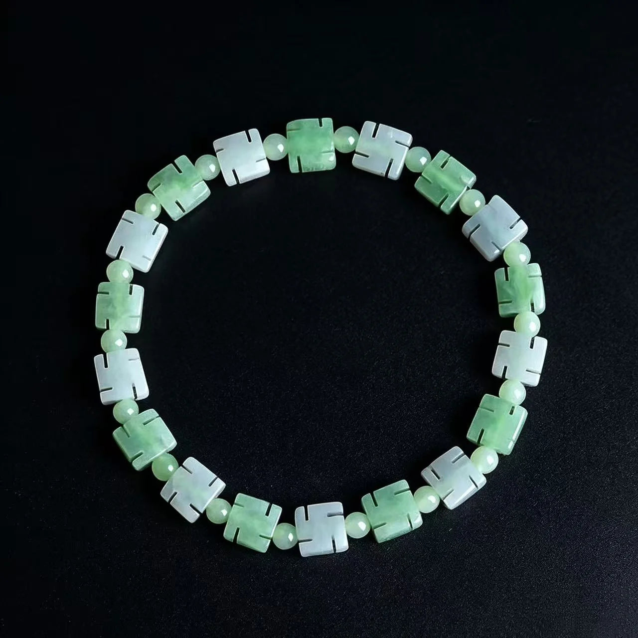 Natural Burmese Jade ‘Swastika’ Good Fortune Bracelet for Women