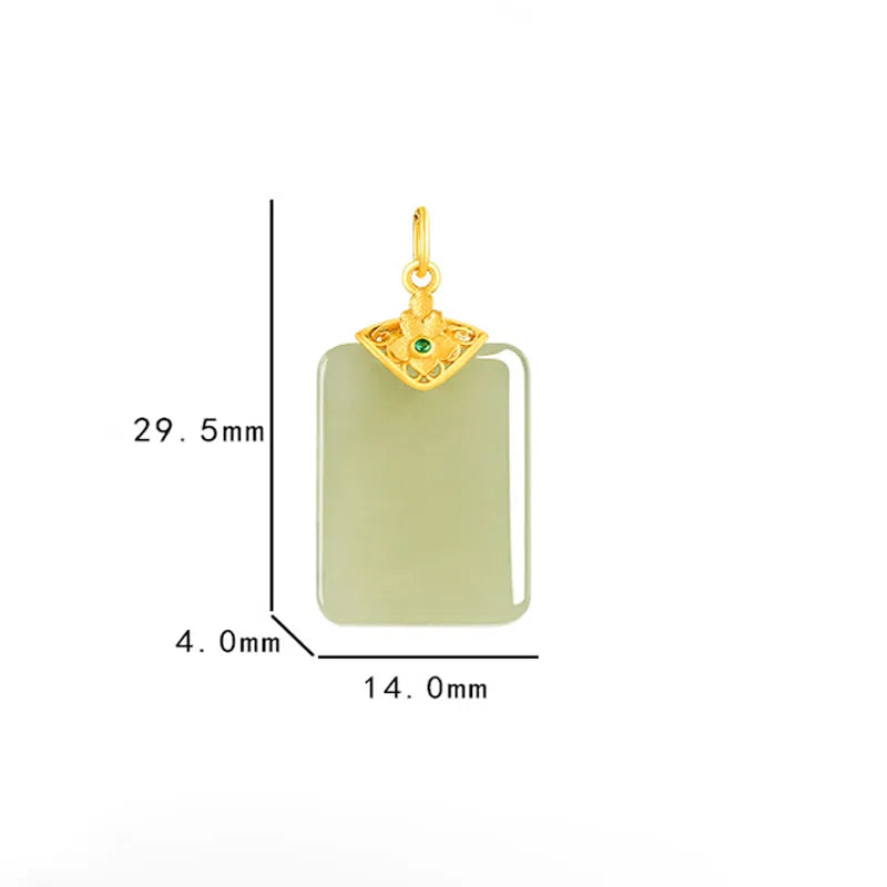 Real Burmese Jade Plaque Pendant Necklace – 925 Silver Chain 46CM, Women’s Jewelry jade BMjade
