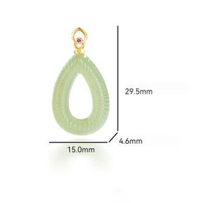Natural Burmese Jade Feng Shui Ripple Teardrop Necklace for Women – S925 Silver jade BMjade