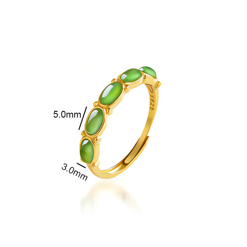 Burmese Green Jade Adjustable Ring with S925 Sterling Silver – Natural Jade Jewelry jade BMjade