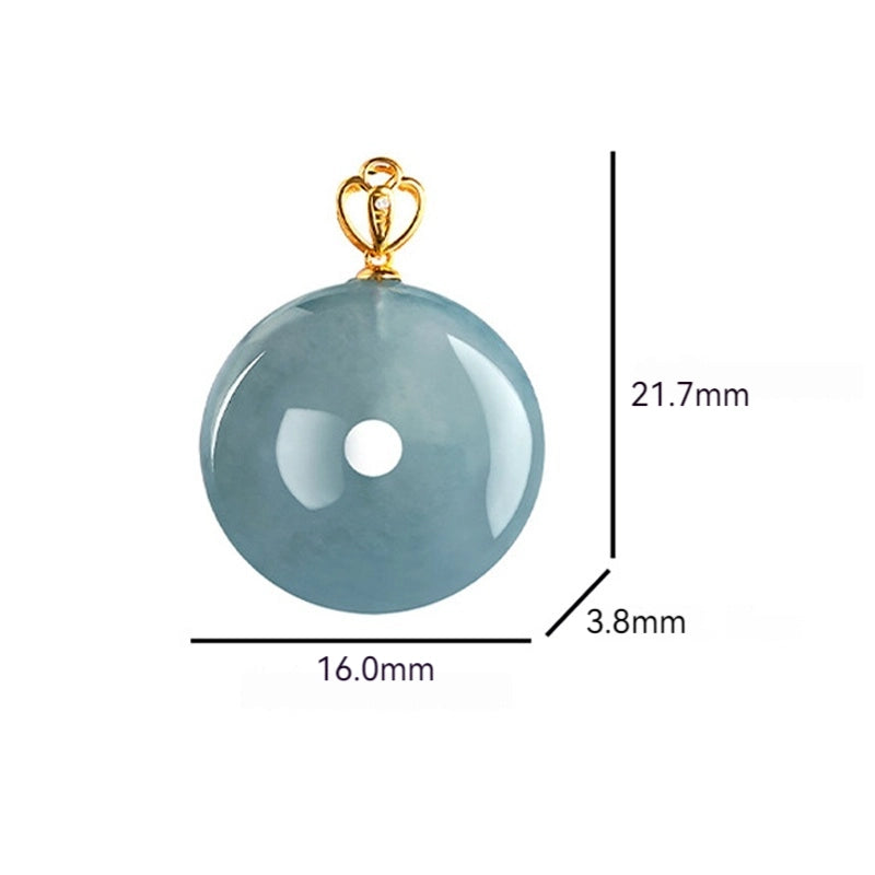 Natural Blue Jadeite Ping An Kou Necklace for Women – 18K Gold Fashion Jewelry jade BMjade
