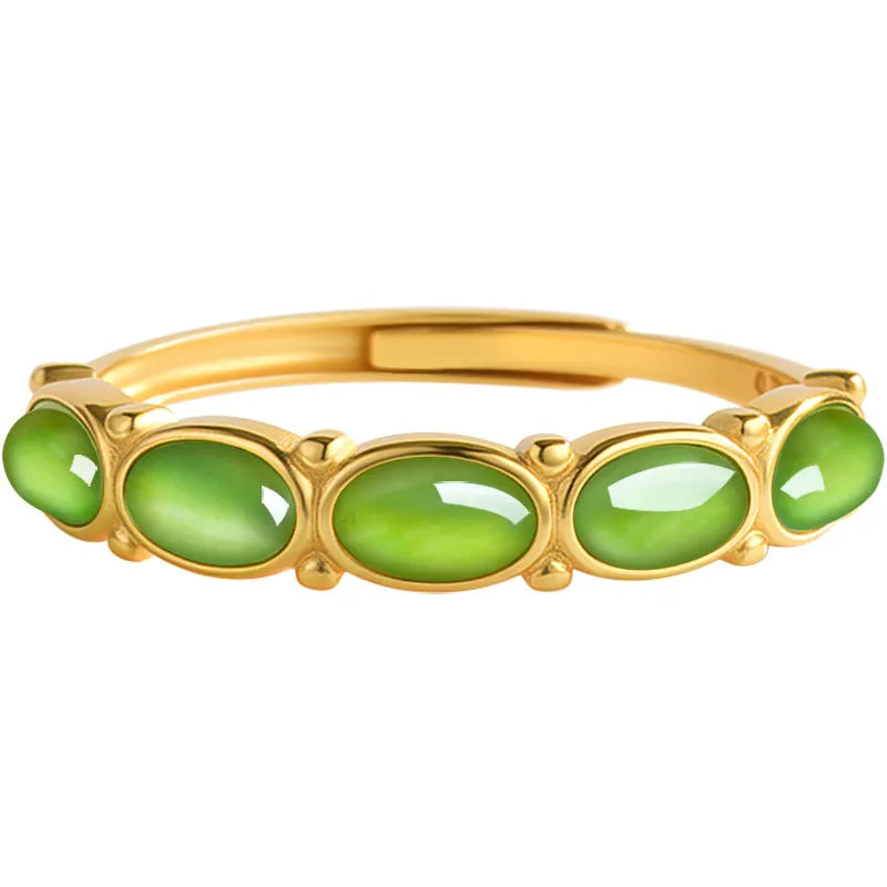 Burmese Green Jade Adjustable Ring with S925 Sterling Silver – Natural Jade Jewelry jade BMjade