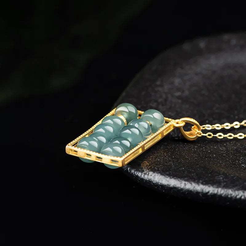 Real Jadeite Blue Abacus Wealth Pendant – Natural Jade Jewelry BMjade