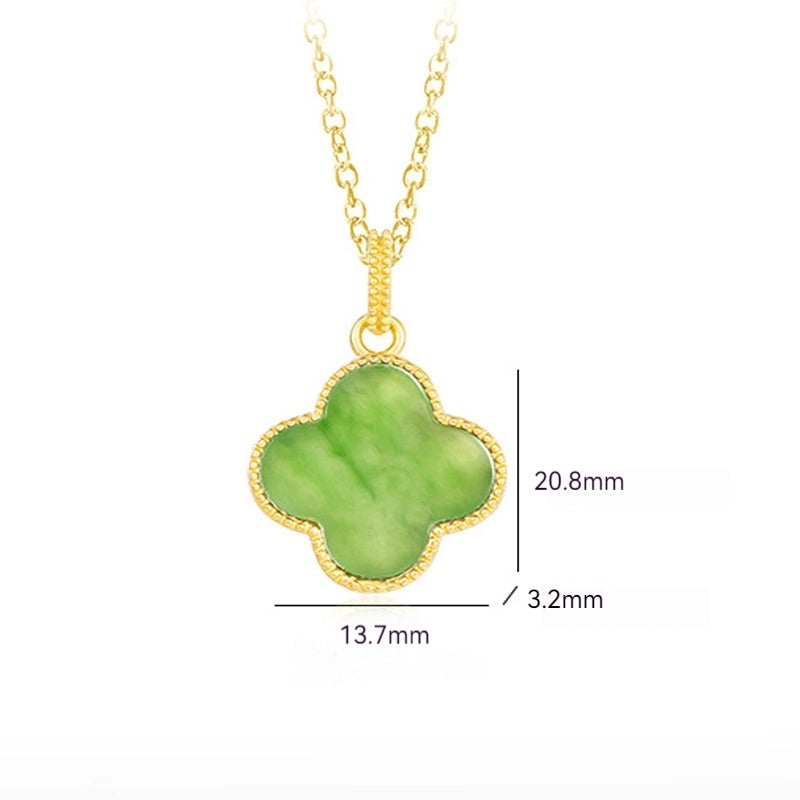 Natural Green Jade Four-Leaf Clover Lucky Pendant Necklace – Good Fortune Jewelry jade BMjade