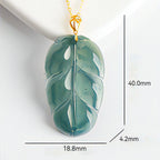 Natural Jadeite Blue Leaf Pendant Necklace for Women – 18K Gold jade BMjade
