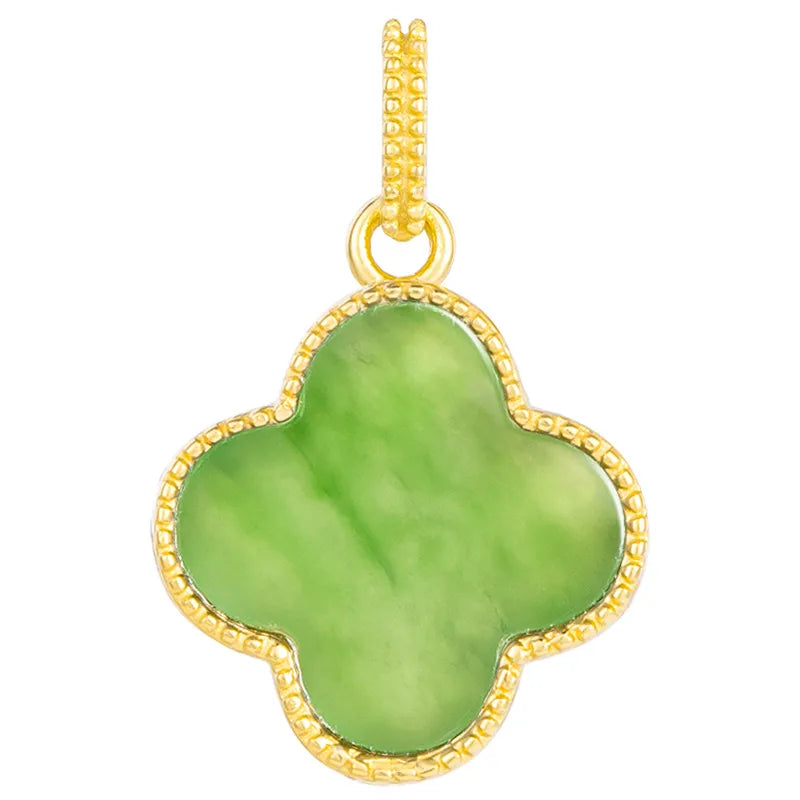 Natural Green Jade Four-Leaf Clover Lucky Pendant Necklace – Good Fortune Jewelry jade BMjade