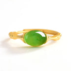 Natural Burmese Green Jade Bamboo Adjustable Ring, Handmade Lucky Jewelry jade BMjade