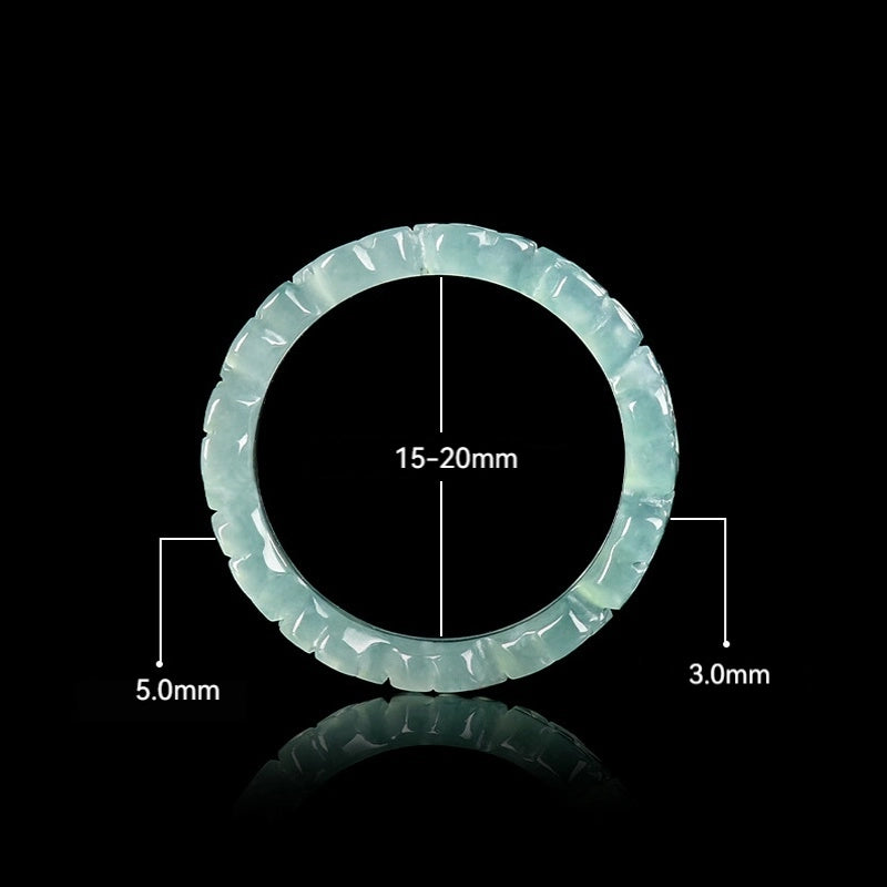 Natural Blue Jadeite Carved Peach Blossom Ring – Handmade Jade Jewelry jade BMjade