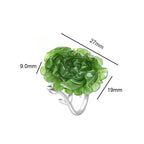 Hand-Carved Natural Burmese Green Jade Lotus Adjustable Ring for Women – S925 Silver jade BMjade