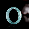 Textured blue jadeite band ring front view
