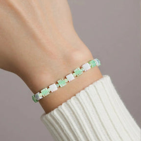 Natural Burmese Jade ‘Swastika’ Good Fortune Bracelet for Women jade BMjade