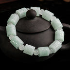 Natural Burmese Jade Carved Barrel Bead Bracelet – Unisex jade BMjade