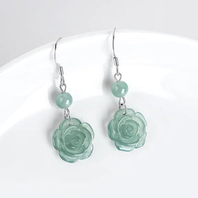 S925 Blue Jadeite Rose Stud Earrings – Natural Handcrafted Jewelry jade BMjade