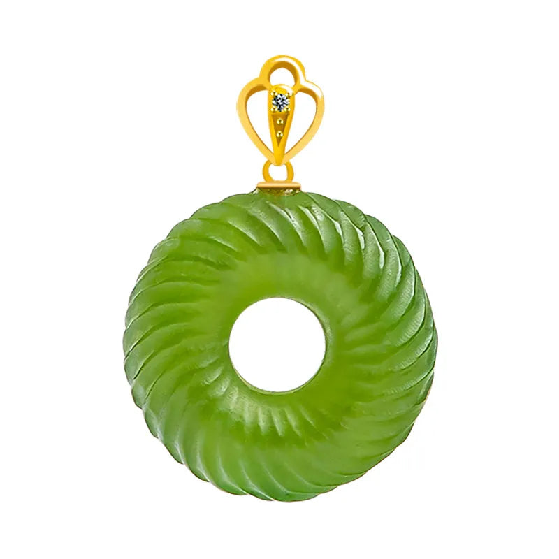 Natural Burmese Green Jade Spiral Ping An Kou Necklace – 46cm S925 Silver, 18K Gold Clasp jade BMjade