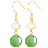 S925 Natural Burmese Jade Bead Drop Earrings – Real Jade Earrings jade BMjade