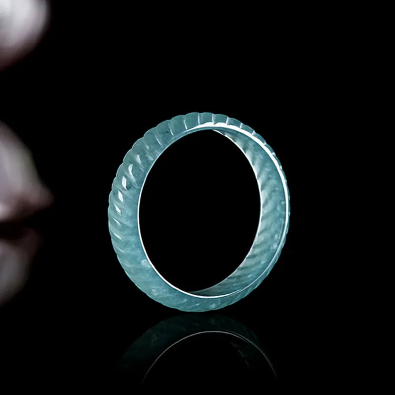 Natural Blue Jadeite Dragon Scale Ring – Hand-Carved Jade Jewelry jade BMjade
