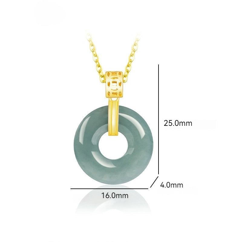 Natural Blue Jadeite Peace Circle Pendant Necklace, S925 Silver 46CM Chain jade BMjade