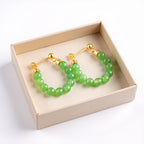 Real Burmese Green Jade Bead Chain Earrings – S925 Silver Jewelry jade BMjade