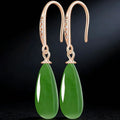 Green Jade Teardrop Drop Earrings – Natural Jade Jewelry for Elegance & Harmony