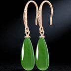Green Jade Teardrop Drop Earrings – Natural Jade Jewelry for Elegance & Harmony