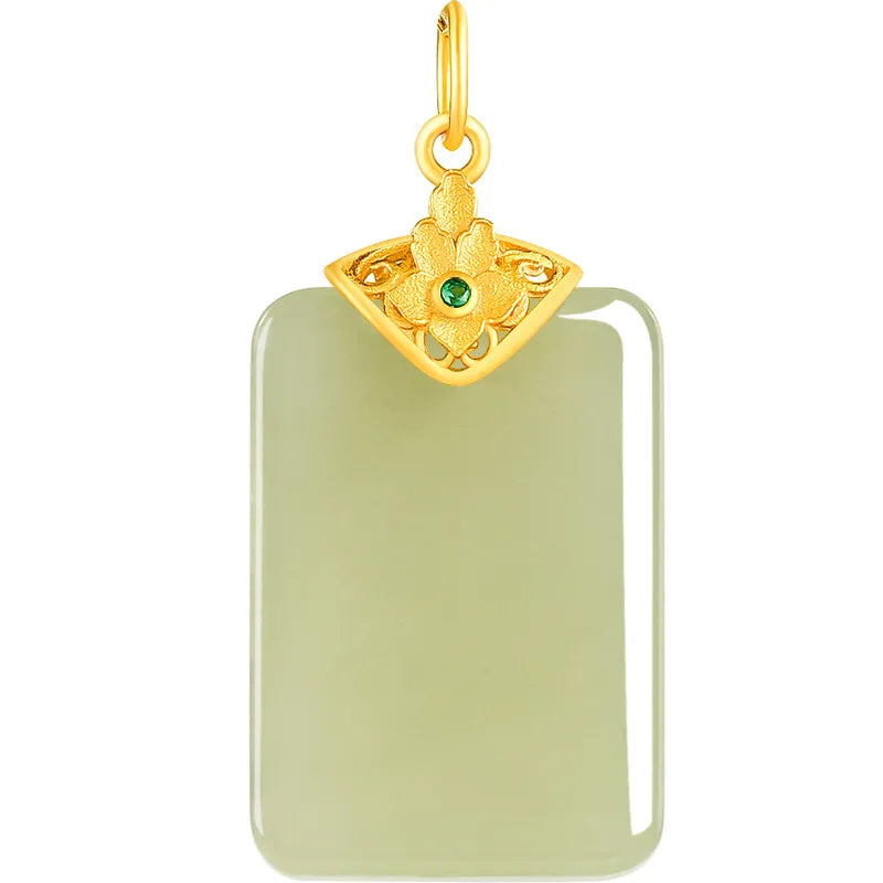 Real Burmese Jade Plaque Pendant Necklace – 925 Silver Chain 46CM, Women’s Jewelry jade BMjade