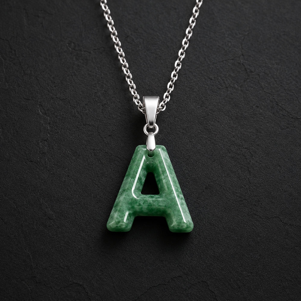 Personalized Jade Initial Necklace A–Z