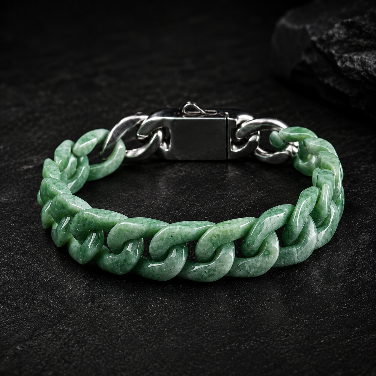 Masculine Cuban Jade Bracelet – Lucky Charm Symbol, Gift for Him