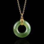 Lucky Green Jade Donut Necklace – 45cm S925 Silver Jewelry, Symbol of Peace & Prosperity