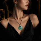 Carved Green Dragon Jade Pendant Necklace