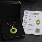 Lucky Green Jade Donut Necklace – 45cm S925 Silver Jewelry, Symbol of Peace & Prosperity