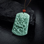 Real Jadeite Dragon Plaque Pendant Necklace – Men’s Jewelry