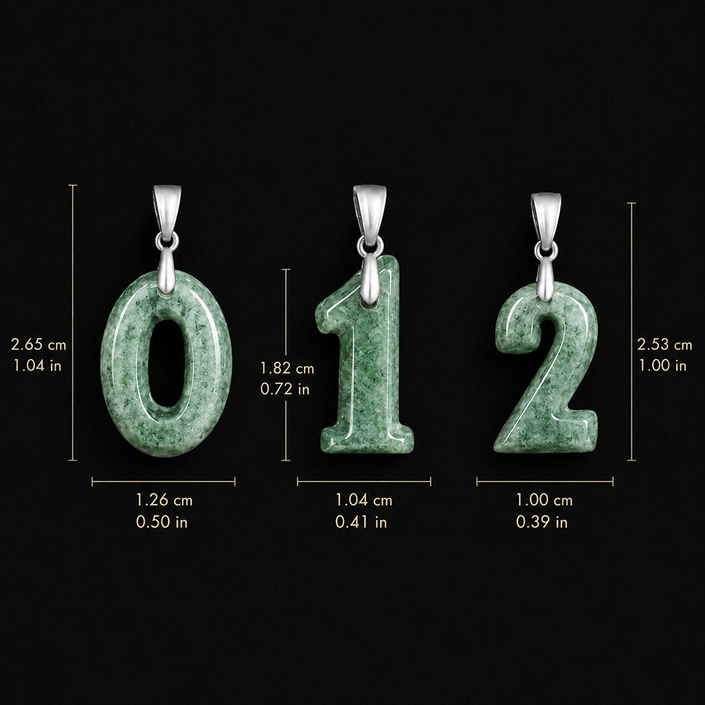 Green Jade Number Pendant Necklace | 0-9 Lucky Charm