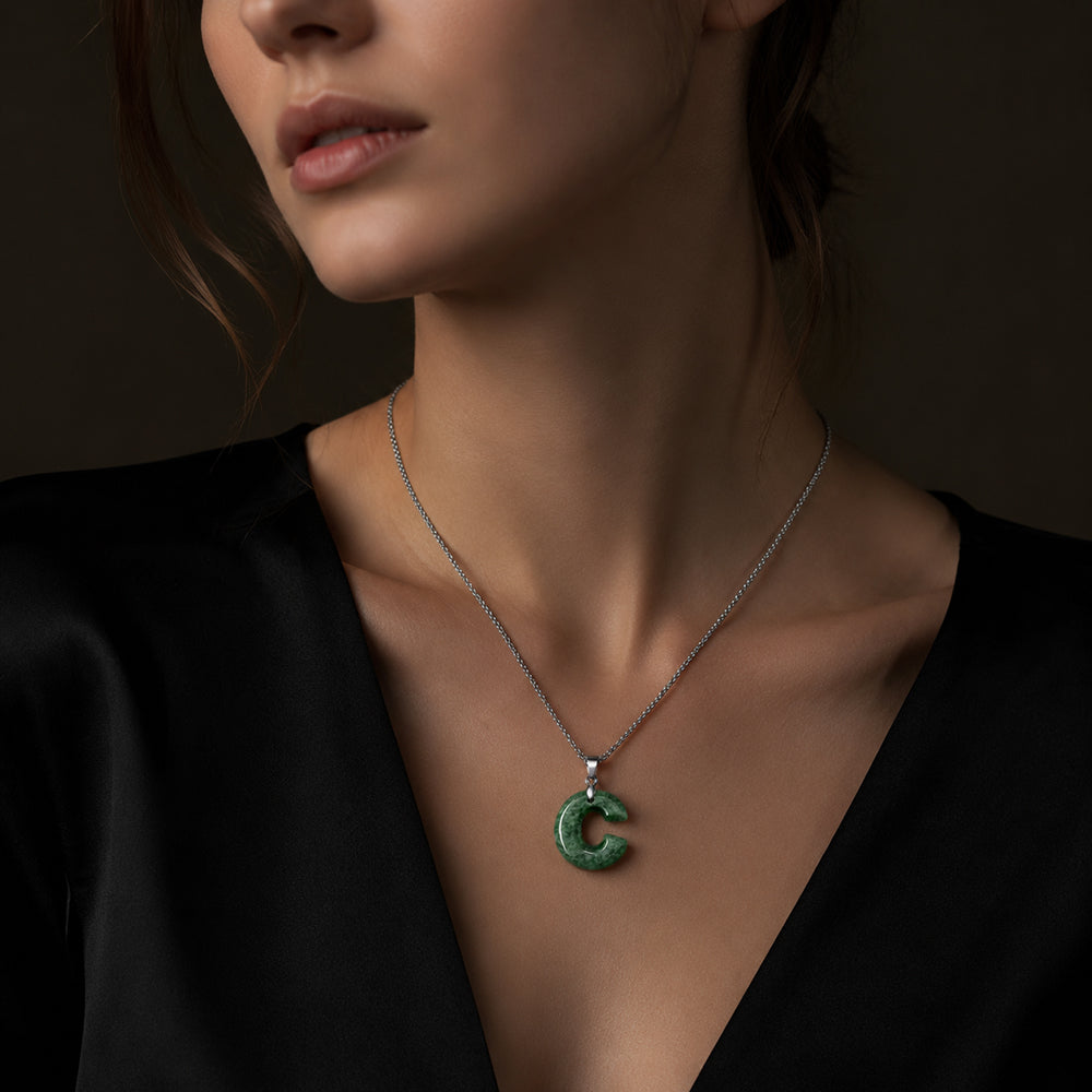 Personalized Jade Initial Necklace A–Z